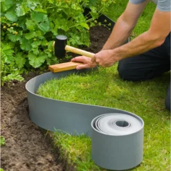 Tuinborderrand PE Grijs 3mm - 10x0,15m - Nature -Groeniva Verkoopwinkel tuinborderrand pe grijs 3mm 10x0 15m nature 3